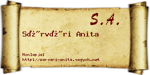 Sárvári Anita névjegykártya